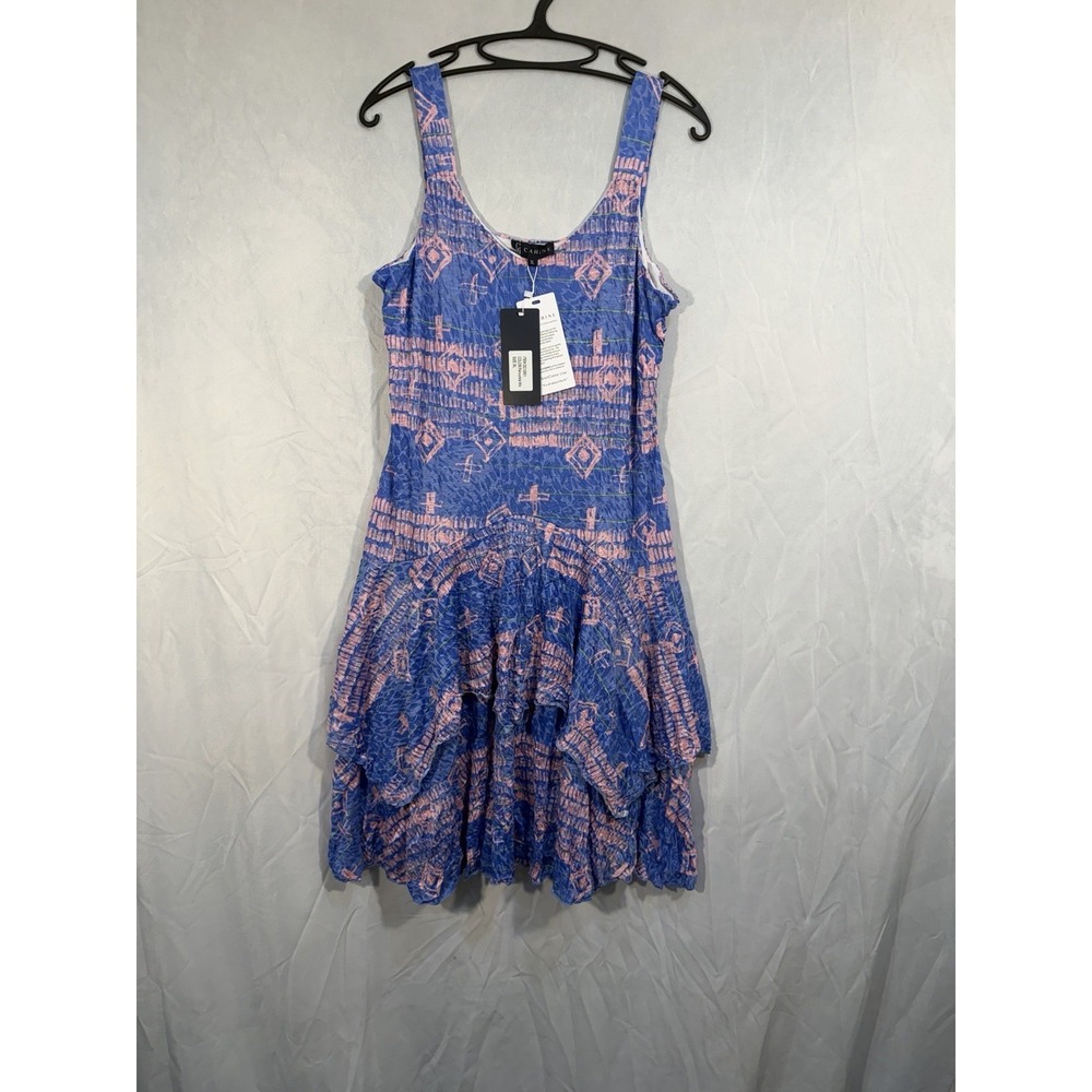Carine Paige Dress Periwinkle Mix Summer Dress Layered Skirt XL New Rayon Blend